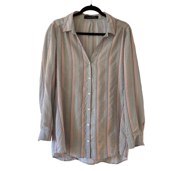 Thakoon Silk Blend Striped Button Front Blouse - Picture 8 of 12